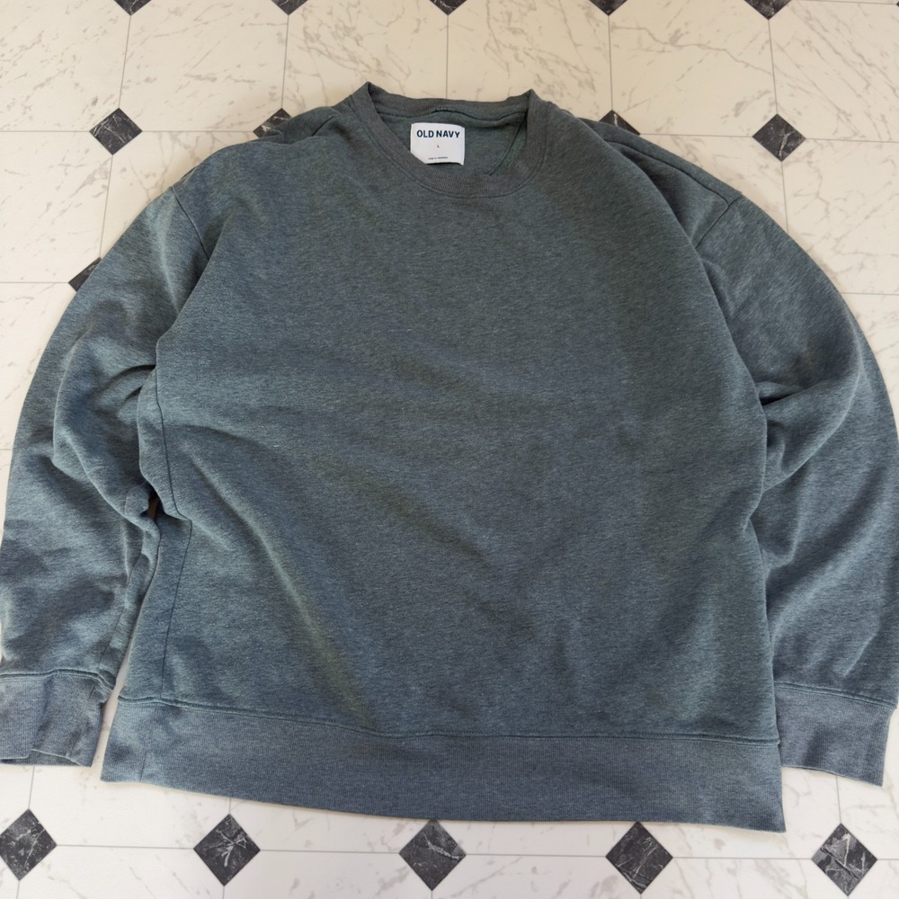 Old Navy Men's Large Heather Gray Pullover Crewneck Sweatshirt Fleece Blank